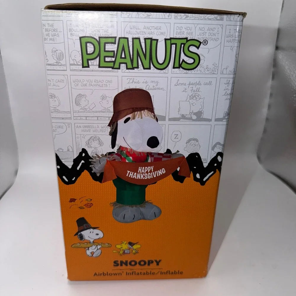 Peanuts 3.5ft Snoopy Scarecrow Thanksgiving Airblown Inflatable TESTED 7 WORKING